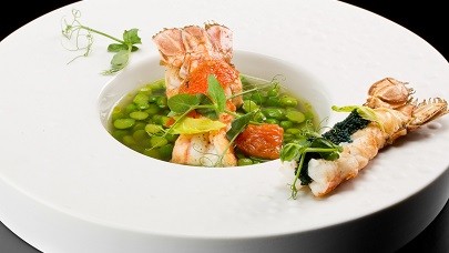 Langoustines rôties, beurre de caviar et citron